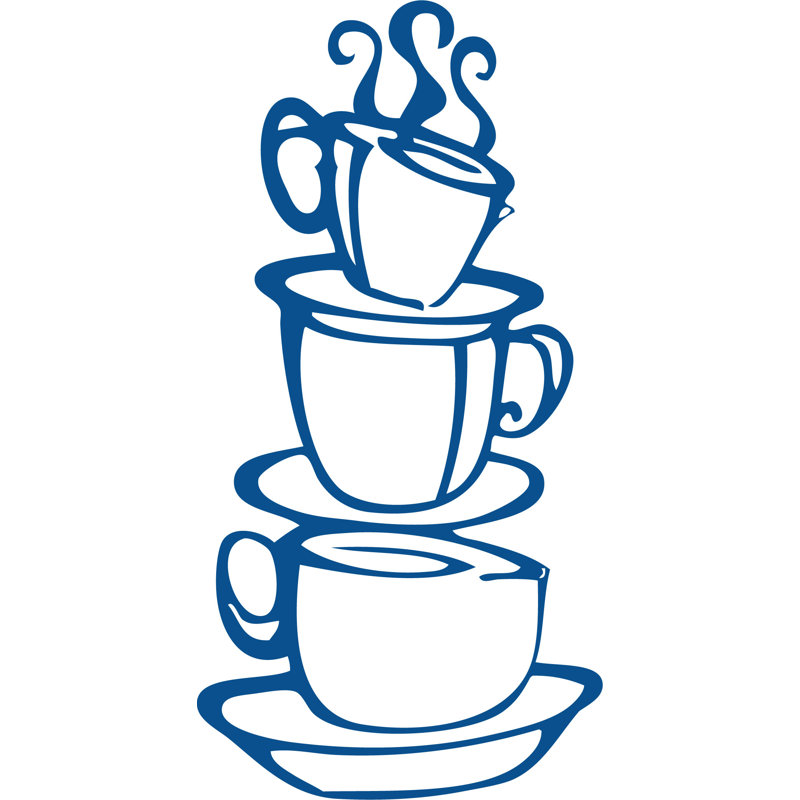 Adhésif décoratif double face tasse à café, H 12 po x l 22 po, bleu