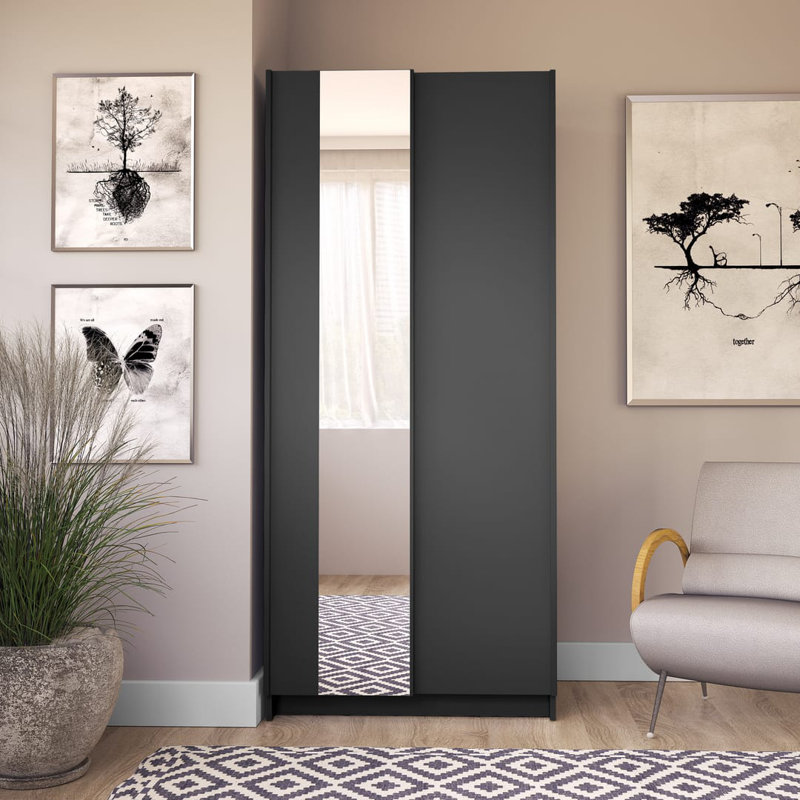 Takenya 3 Door Manufactured Wood Wardrobe, Black