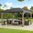 Sunjoy 11 x 13 ft. Hardtop Gazebo Outdoor Black Steel Frame Gazebo with Skylight for Patio, Garden and Backyard Activities
