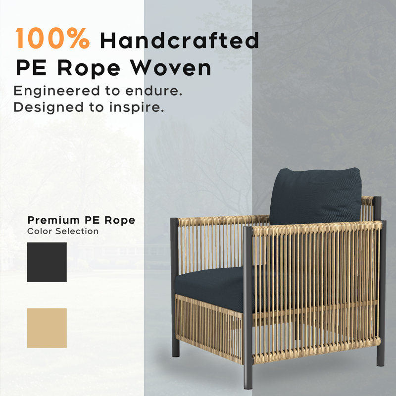 Ensemble de 2 canapés simples modernes en osier d'extérieur avec coussin pour jardin / cour arrière / balcon / bord de piscine