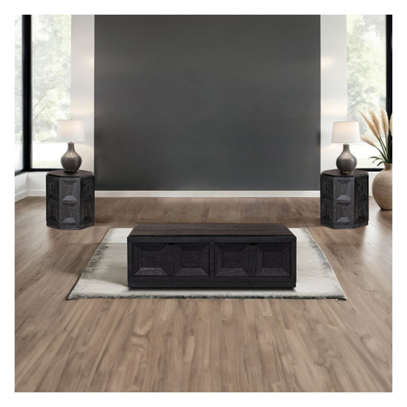 Ensemble de tables basses Pearson, 3 Pieces: Coffee Table, 2 End Tables, Weathered Black