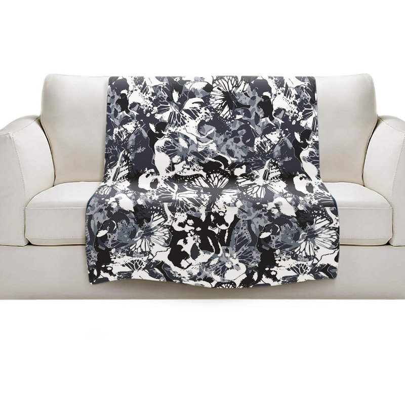 Couverture sherpa doux blue papillons ii, l 51 po x L 60 po