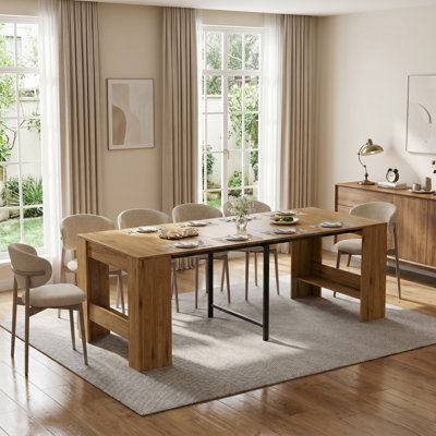 Table de salle à manger extensible pour 4-8, table de cuisine moderne de 19,69 po à 87,72 po, tables de salle à manger de style maison de campagne pour la salle à manger, la cuisine, le bureau, le salon et les tables rectangulaires en bois