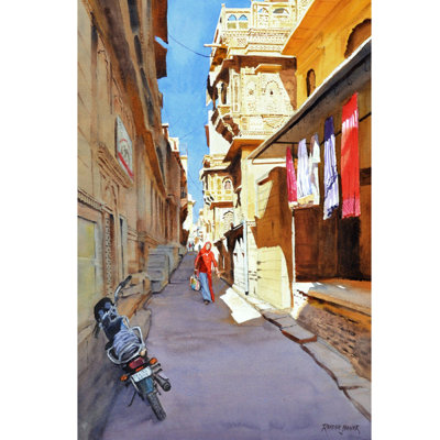 Return From The Market | Watercolor On Paper | By Ramesh Jhawar