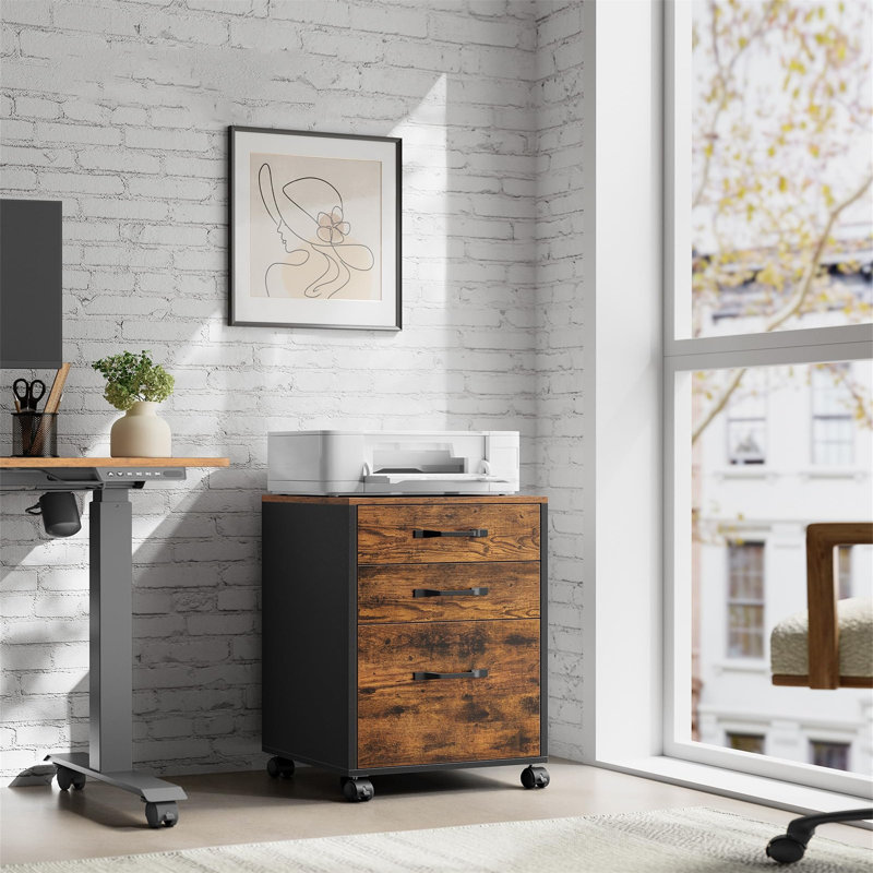 41cm Wide 3 -Drawer Mobile File Cabinet, Brown