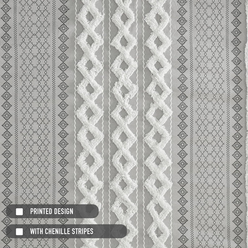 Ahnaish Cotton Shower Curtain, Grey