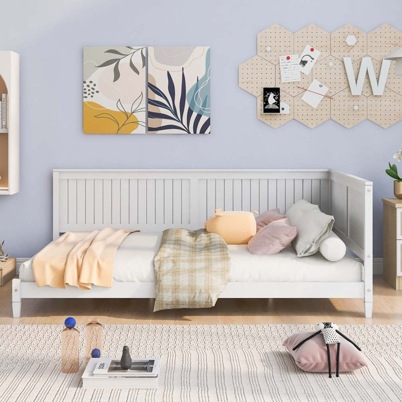 L-Shape Wood Daybed,Sofa Bed, Full/Double, White