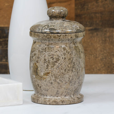 Oceanic Marble Bathroom Storage Jar with Lid – Cotton Ball & Vanity Organizer