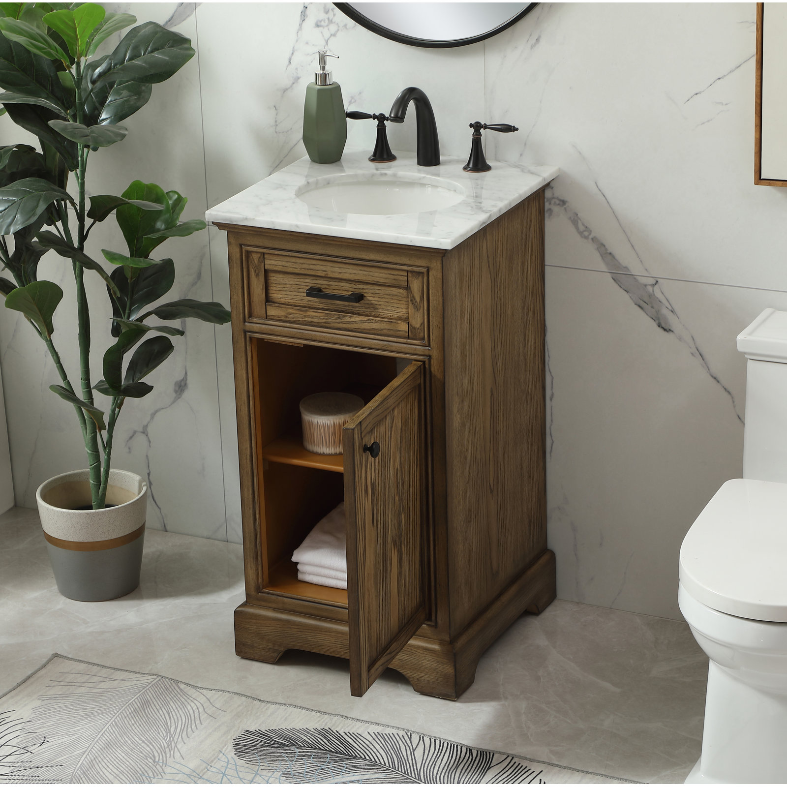 Hermes 19'' Single Bathroom Vanity, Dark Brown