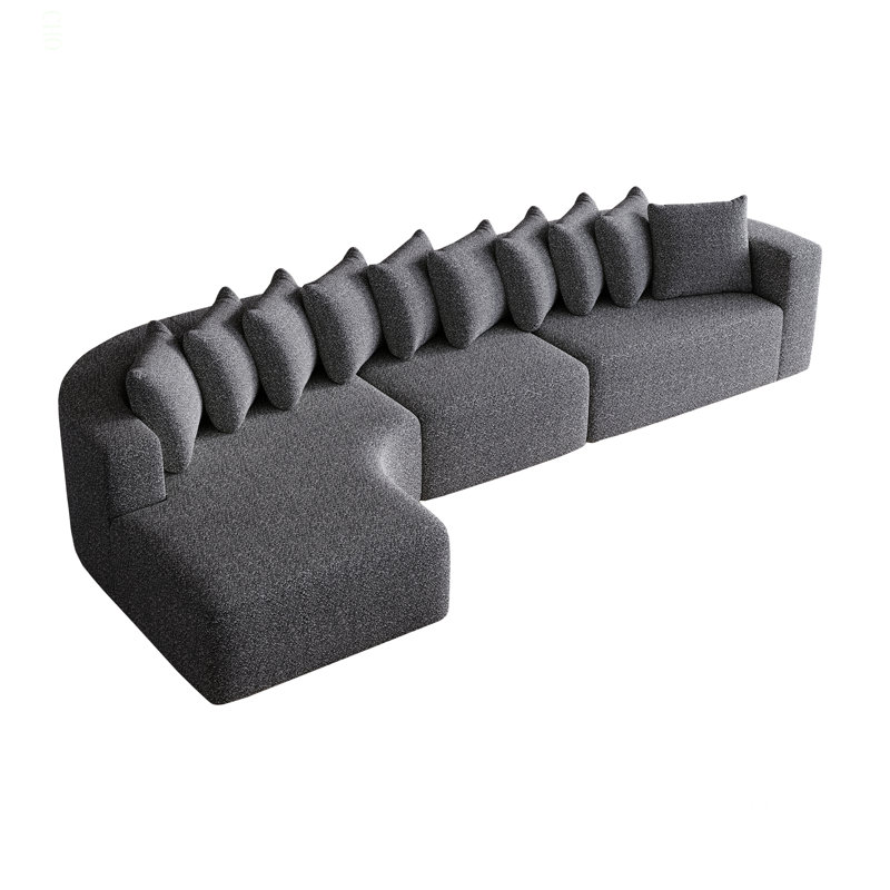 Ensemble de canapé modulaire en chenille de 131,1 pouces, canapé incurvé moderne en forme de nuage, comprenant 10 coussins, canapé d'angle en tissu de salon, canapé modulaire en L (méridienne gauche)
