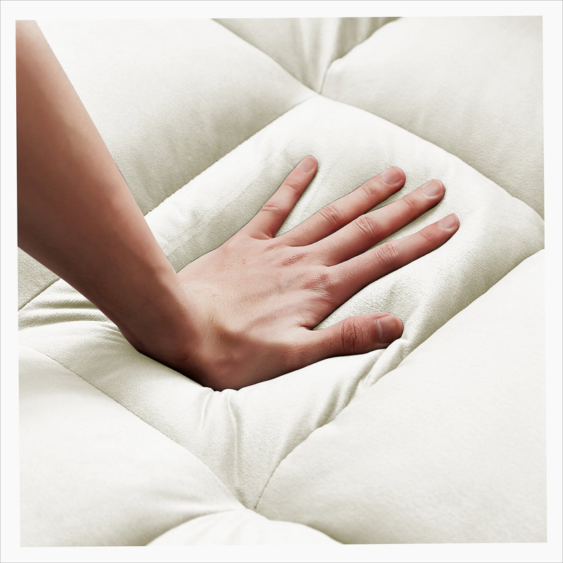 Cubbindall Upholstered Convertible Sofa Bed,Sleeper Sofa,Velvet Sofa,Modern Sofa,Accent Sofa, Cream White Velvet 2
