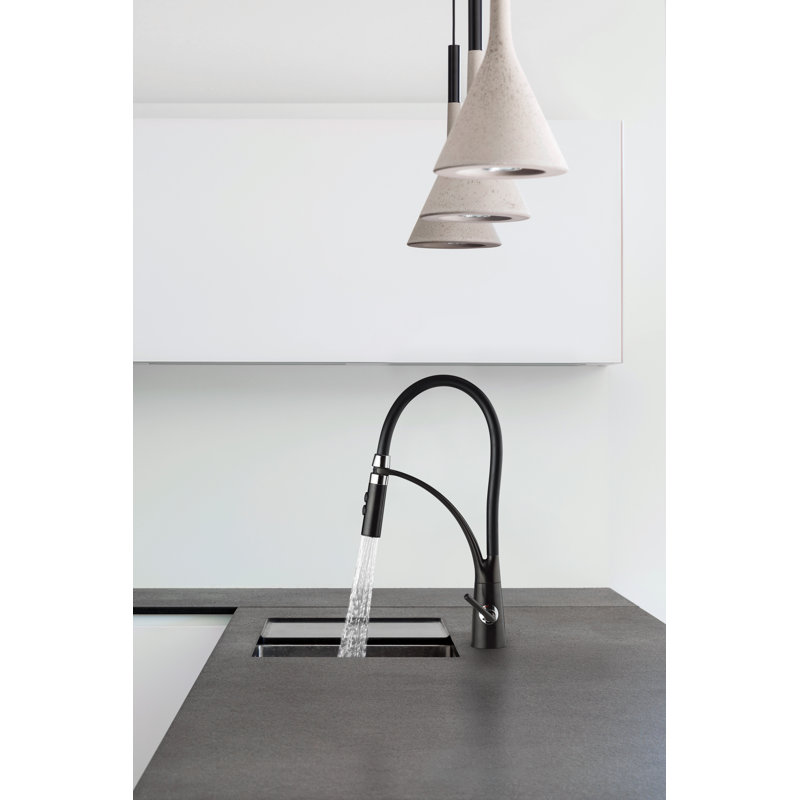 Julius Culinary Single Handle Pull-Down Kitchen Faucet, Satin Black