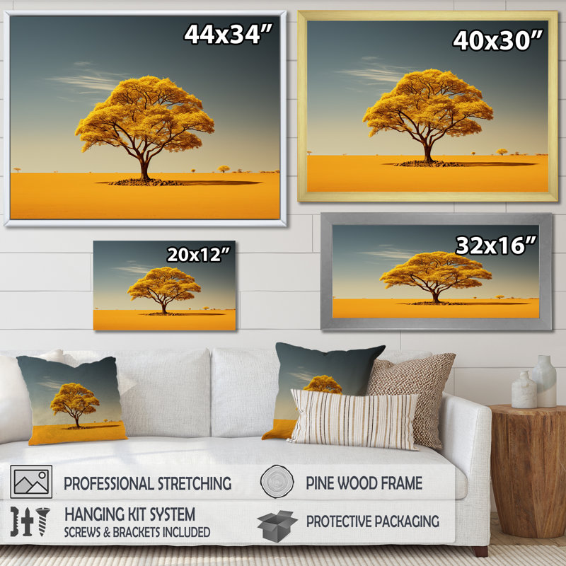 Aura d'arbre africain sur toile, Toile tendue, H 12 po x l 20 po x P 1 po