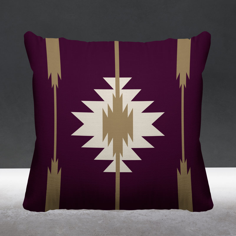 Coussin décoratif intérieur / extérieur Jolon Southwestern, 19 po x 19 po, Mauve, Carré