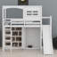 Lit mezzanine avec garde-robe, tablettes de rangement