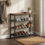 Range-chaussures organisateur de rangement à 4 niveaux, étagère à chaussures industrielle pouvant contenir 9 à 12 paires, 3 étagères en tissu avec structure en acier, organisateur de placard d'entrée, brun rustique et noir