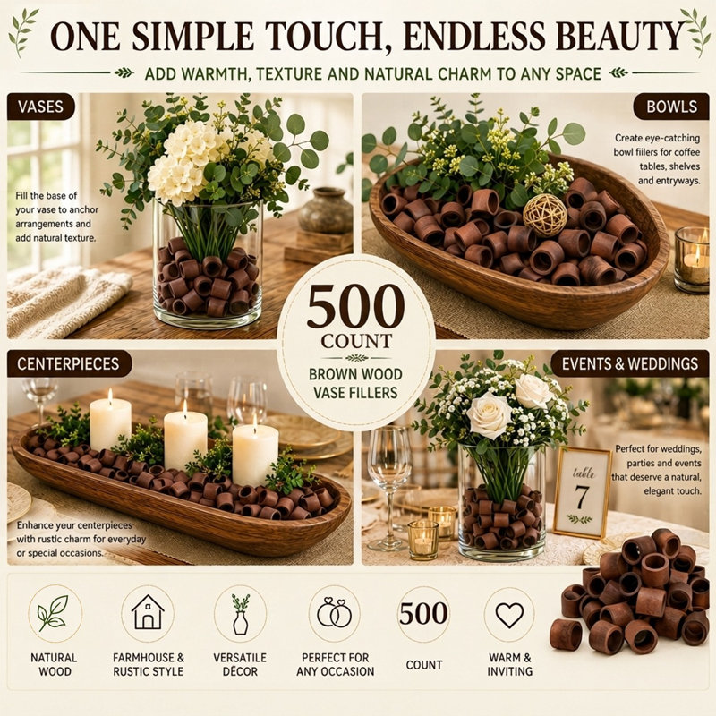 Paquet de 500 bouchons de bouteilles en bois rustiques Hosley
