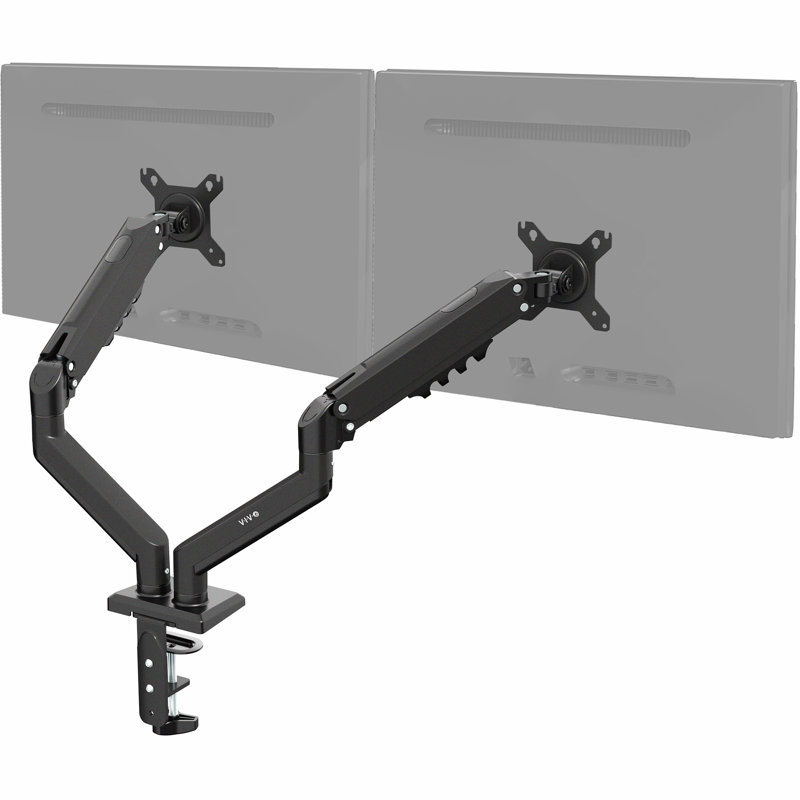 Support de bureau noir avec bras pneumatique double