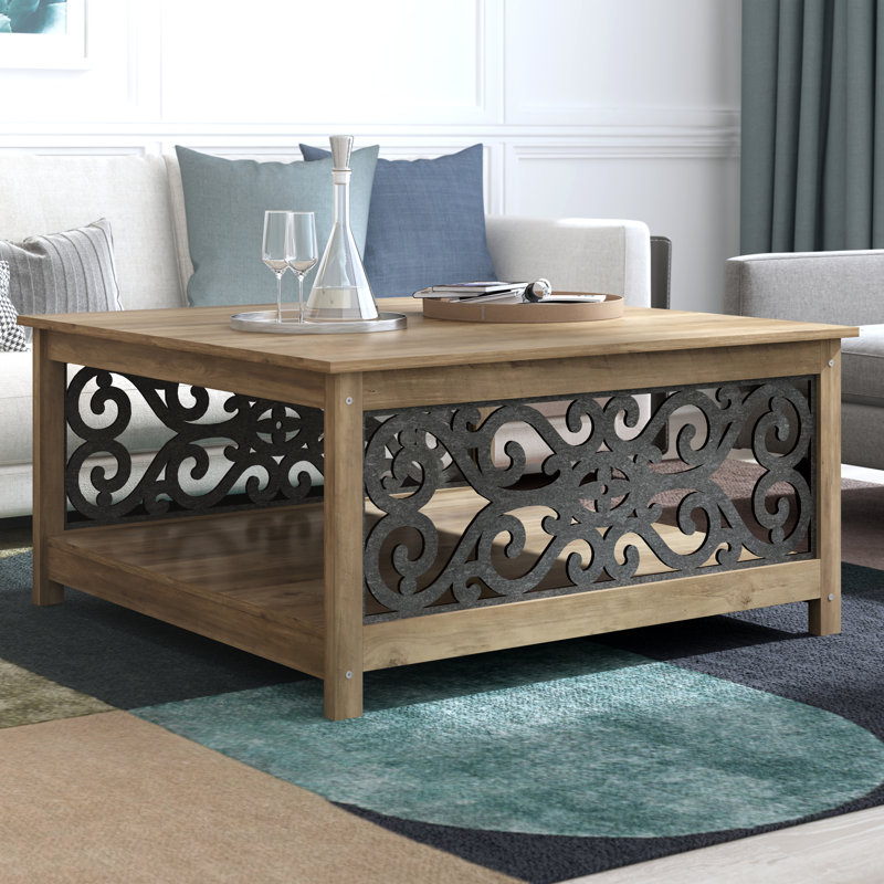 Ariba Coffee Table with storage, Knotty Oak/Gray Stone