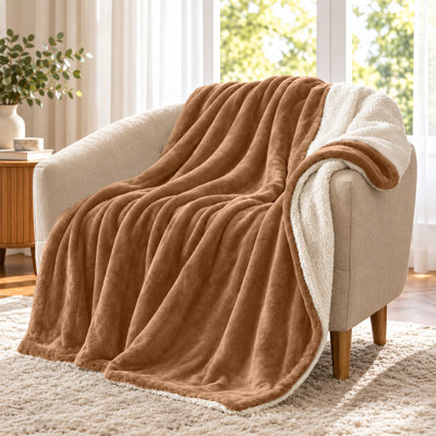 Couverture réversible épaisse en polaire sherpa Oxford Homeware, douce et respirante