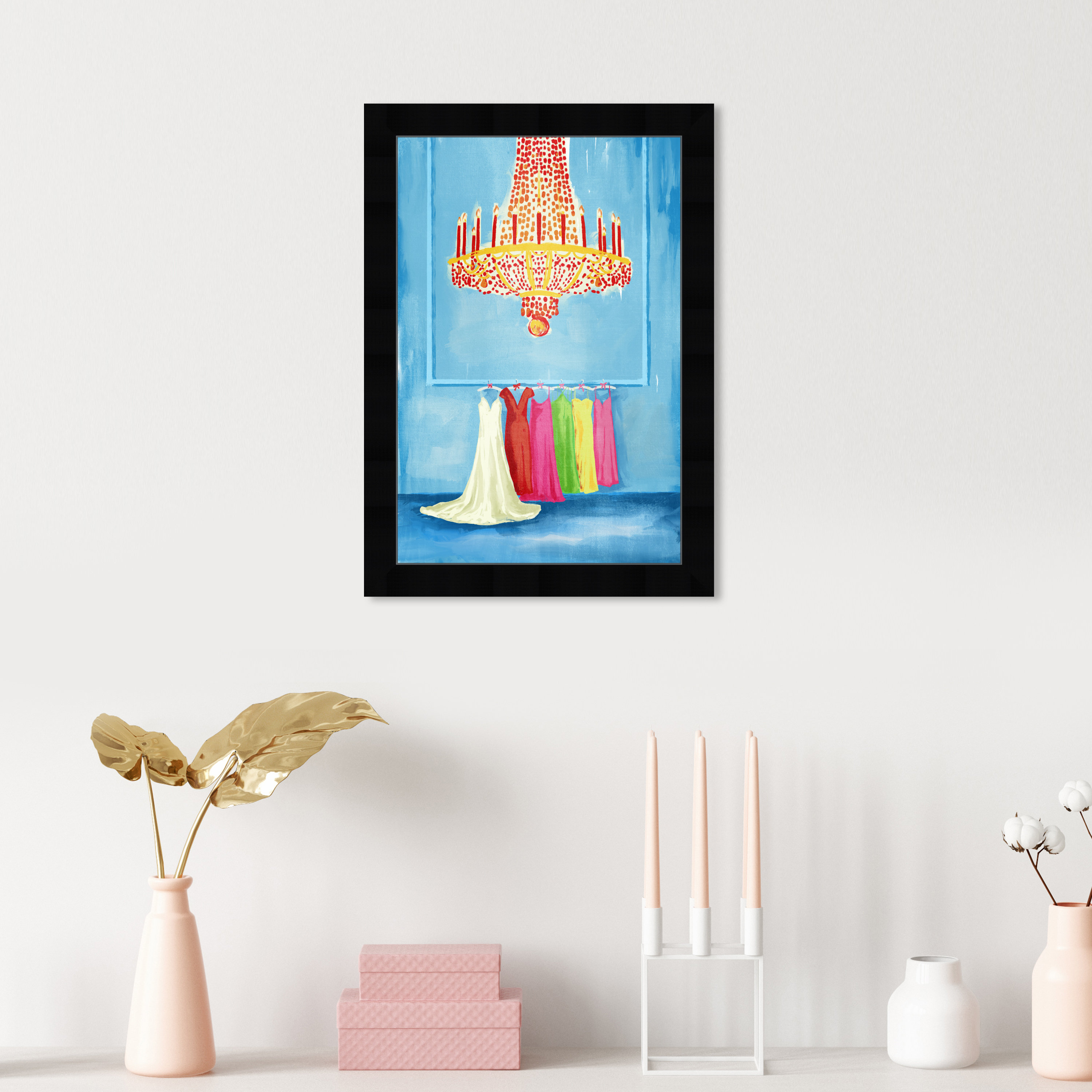 Wayfair　Chic　Oliver　Oliver　On　Gal　Collection　Colorful　Chandelier　Framed　Gal　Paper　Oliver　Gal　Art　Colorful　Dress　by　Graphic