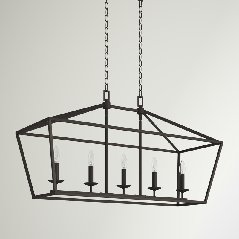 Lustre géométrique à 5 lumières Noelle, Bronze huilé