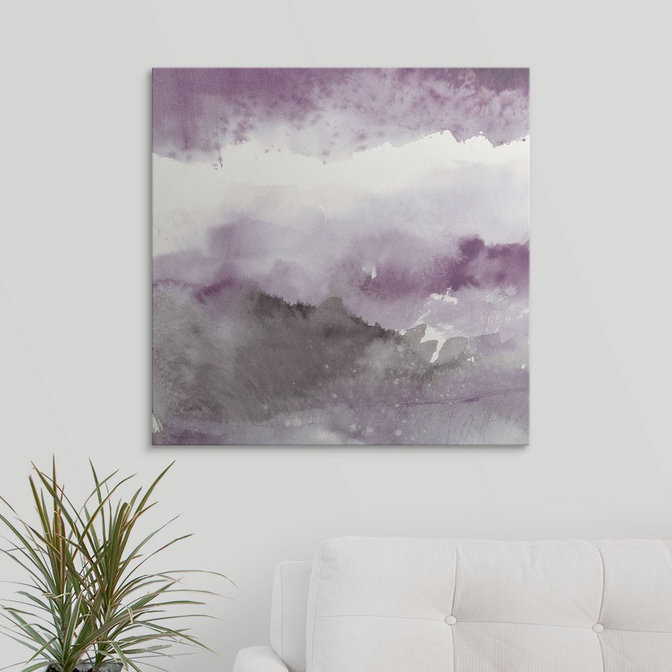 «Midnight at the Lake III Amethyst and Gray» par Mike Schick, reproduction d'art, H 16 po x l 16 po x p 1,5 po, Toile