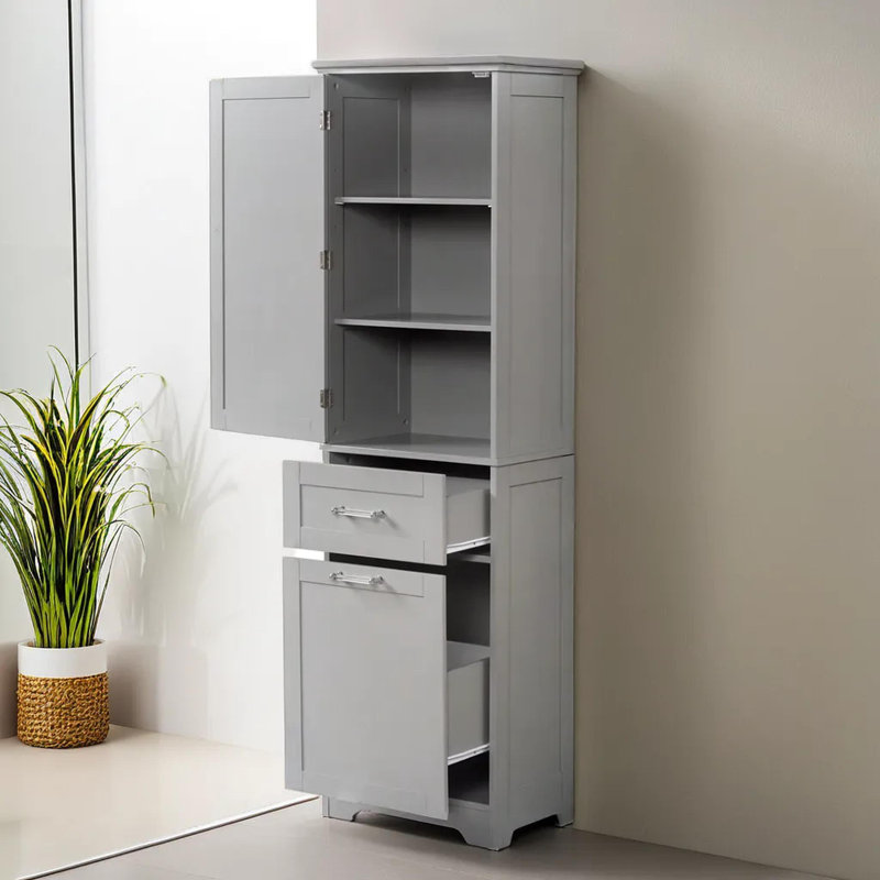 68.1" Tall Freestanding  Bathroom Storage Cabinet, Grey
