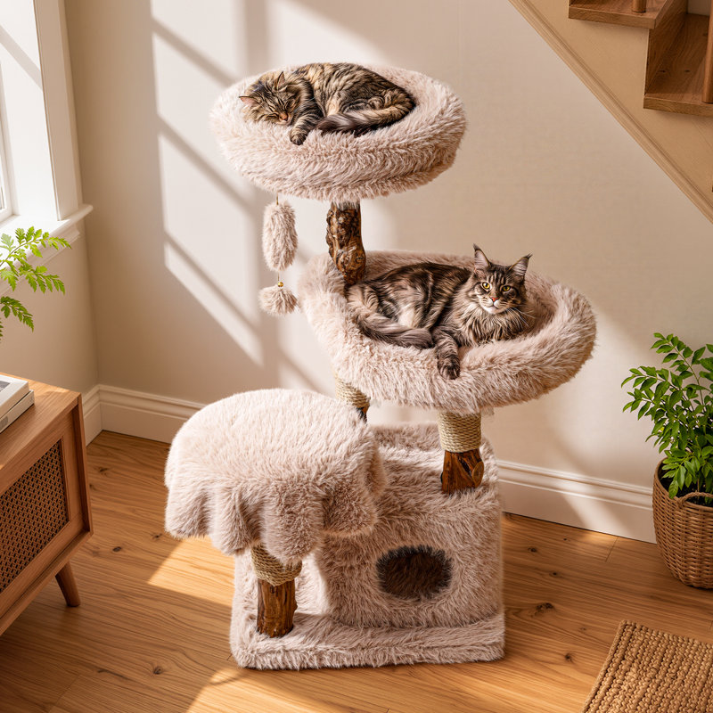 Arbre à chat en bois massif Artisan
