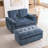 Double Recliner Sofa with USB Charging and Storage Ottoman-1065744516