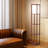 Maxwell 63" Modern LED Shelf Floor Lamp with Walnut Brown Finish, 3 Tiers, and Fabric Square Shade, Bulb Included-2023371780