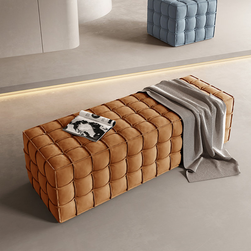 Banc moderne en tissu simple, Orange