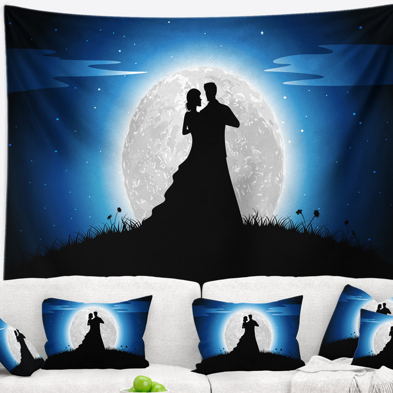 Tapisserie de couple romantique pour la nuit, H 50 po x l 60 po
