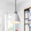 Luminaire suspendu moderne à 1 lumière à intensité variable blanc mat avec abat-jour en métal Castelli