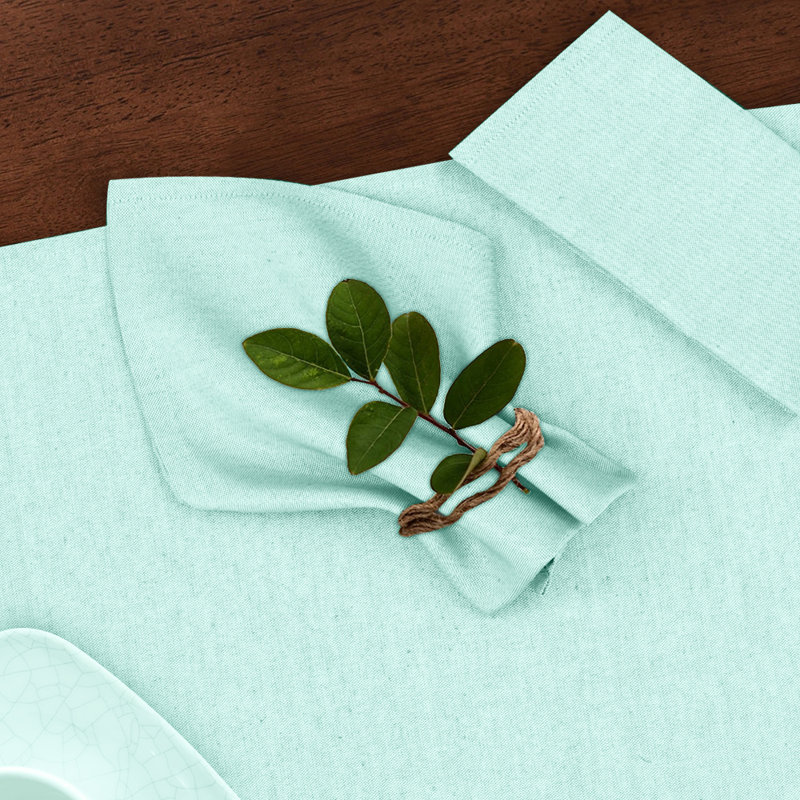 Serviette carrée en polyester et coton, Bleu-vert