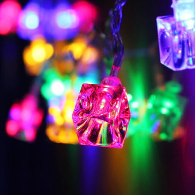 Battery Operated Ice Cube LED Christmas String Lights-Multi Color String Light