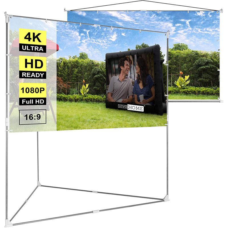 Écran de projection pliable portatif blanc 65 po x 87 po