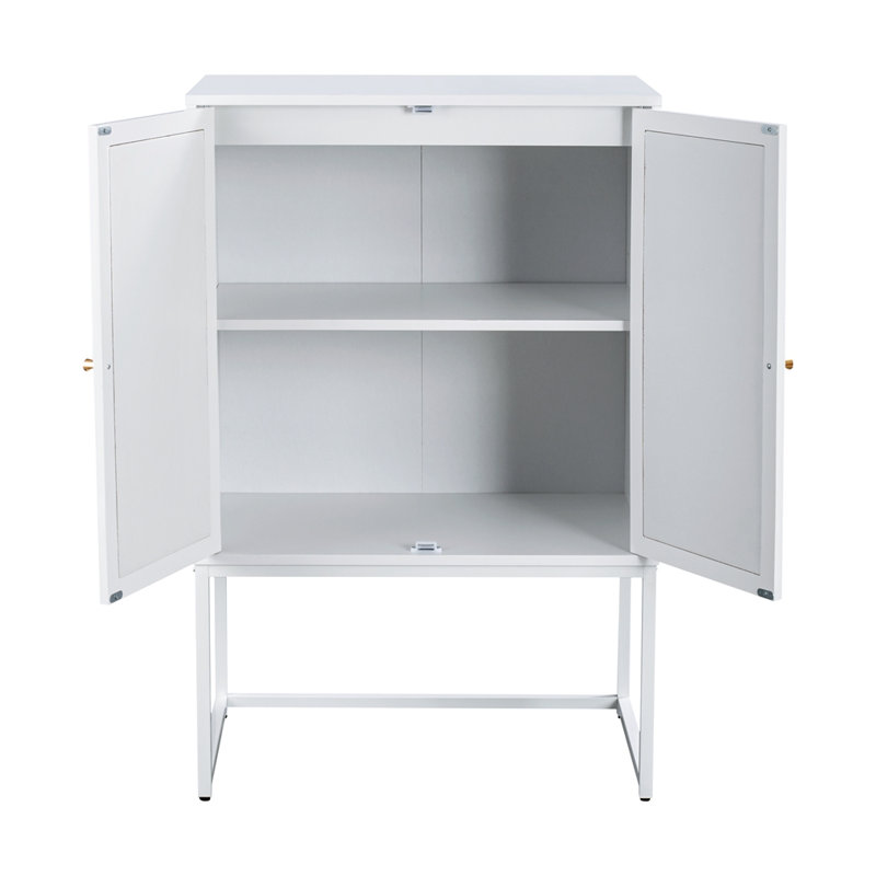 Armoire de rangement de salon en rotin de 40,95 po Bulverde, Blanc