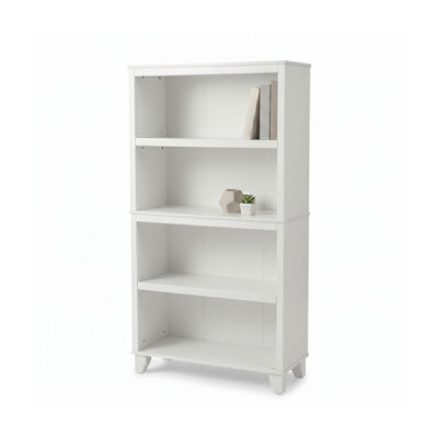 27.5”W 4-Tier Bookcase, Adjustable Storage Shelf for Living Room, Bedroom & Home Office, White
