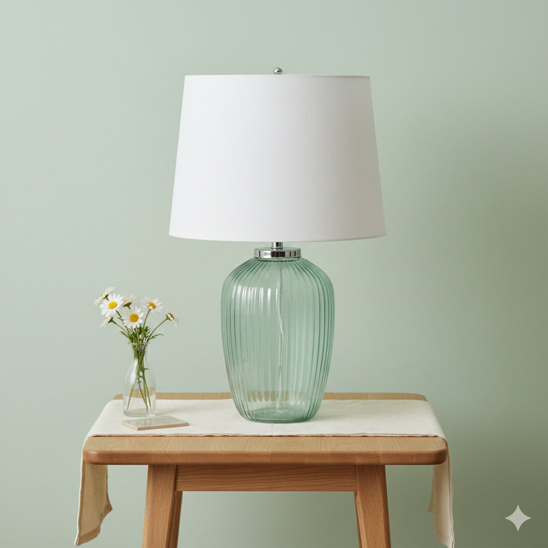 Lampe de table en verre D16x27 "