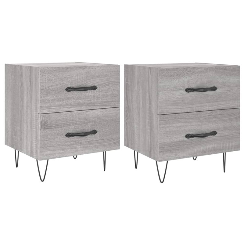 40cm W Iron Bedside Table, Grey Sonoma, Individual