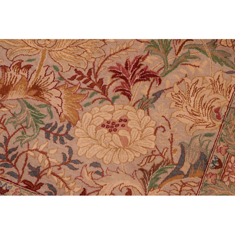 Tapis oriental en laine noué à la main de style taupe / vert / rouge 8 pi 1 po x 10 pi 1 po Paapa