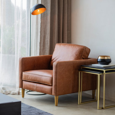 Fobbs Upholstered Top Grain Leather Armchair