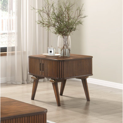 Table de bout avec rangement en noyer de 1 pièce