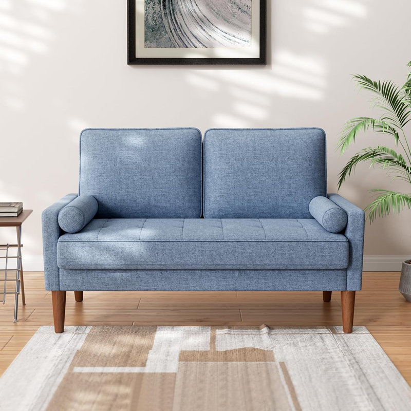 Loveseat Sofa,48" Small Sofa Couch Mid Century Modern Couch for Small Spaces,Bedroom and Living Room, Blue