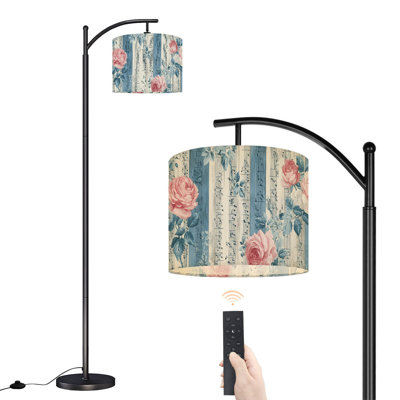 Lampe sur pied à arc avec abat-jour réglable Vintage Floral Roses