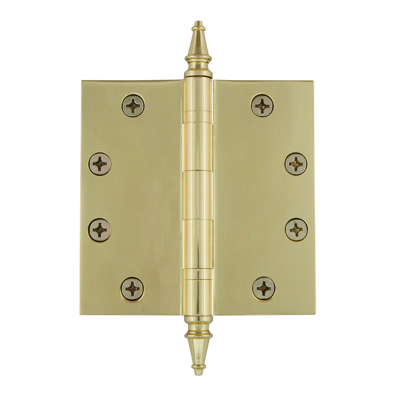 Charnière de porte simple à butée H 4,5 po x l 4,5 po, Laiton poli