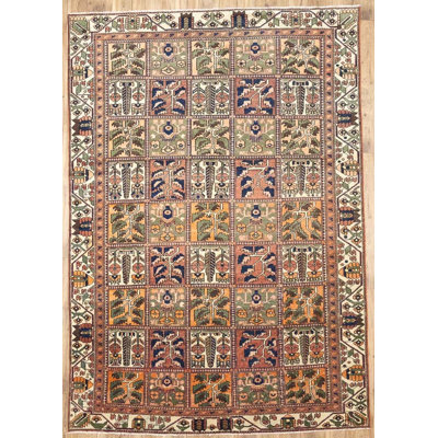 Tapis oriental en laine nouée à la main, motif tribal, 198 x 284 cm
