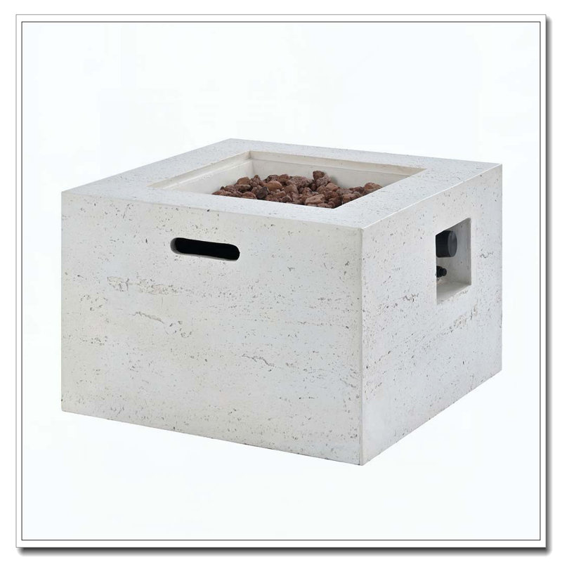 Outdoor Square Fire Pit, Beige