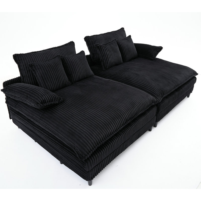 109" W Oversized Double Lounge Chaise, Black